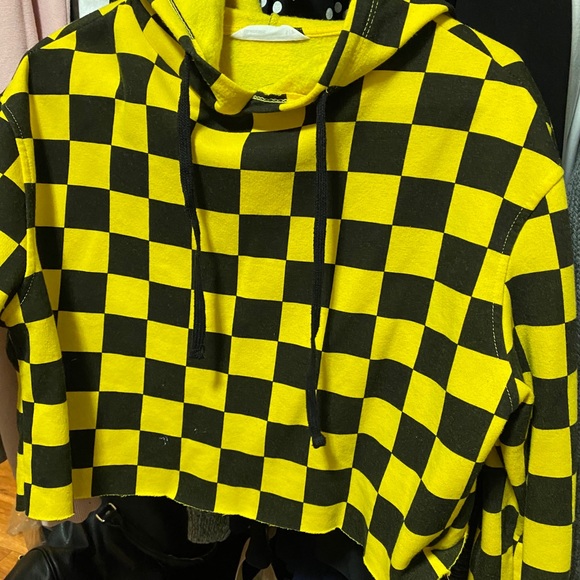 Crop checkered Hoodie - Picture 3 of 7